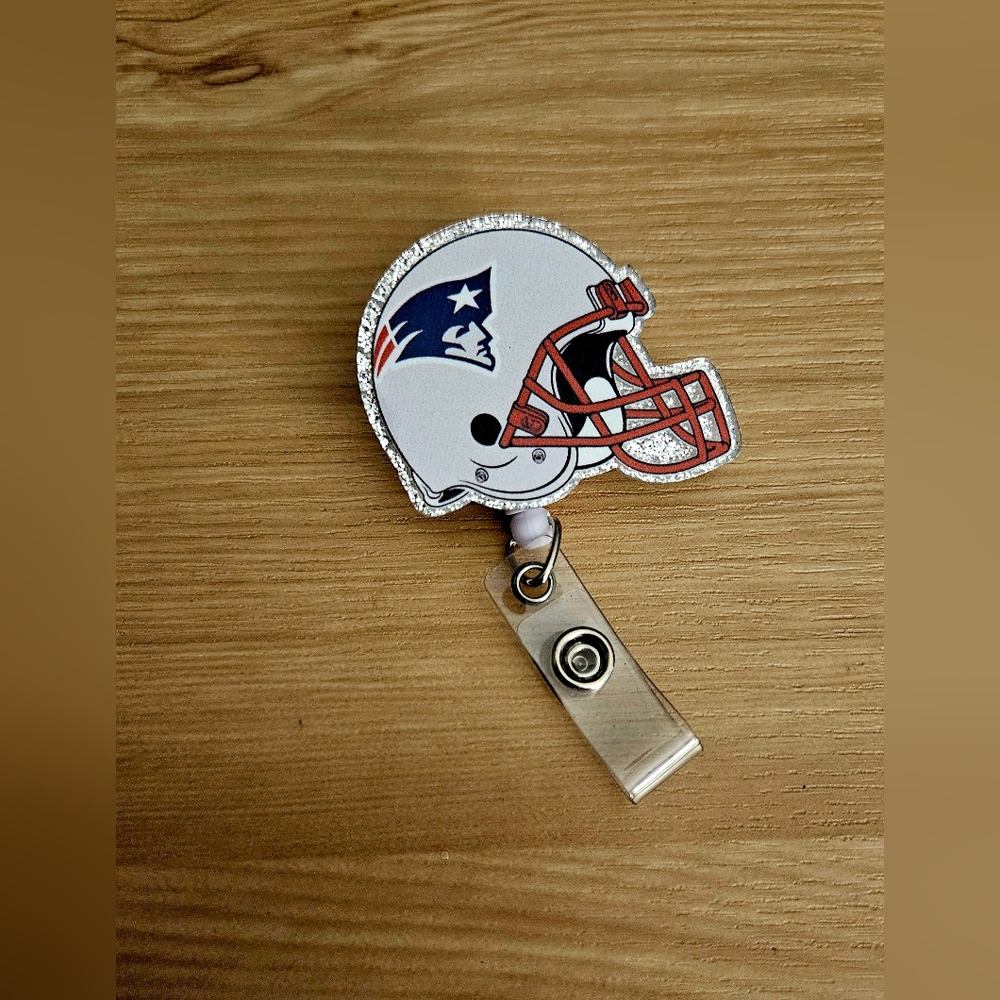 New England Football Themed Alligator Clip Badge Holder